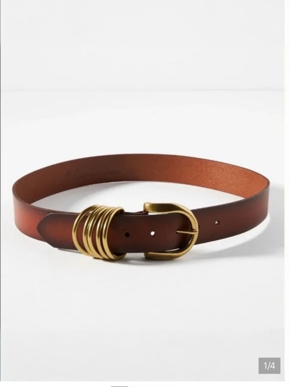 Anthropologie Multi Keeper Leather Belt Brass Rings Size S Small Boho Western